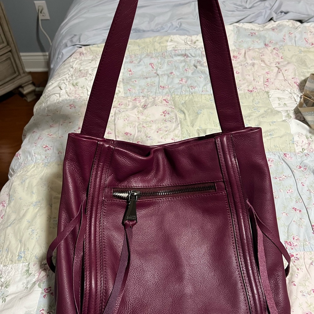 Elegant Purple Leather Tote Bag